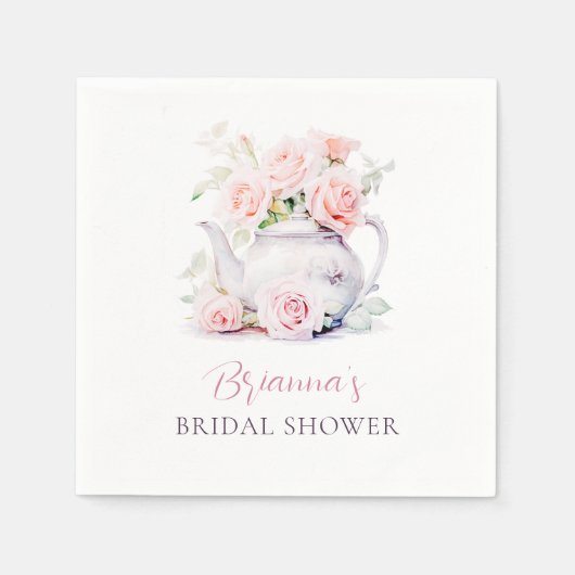 Elegant Blush Pink Roses Vrijgezellenfeest Tea Par Servet (Voorkant)