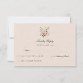 Elegant Blush Pink Roses Wedding RSVP Card  Kaartje (Voorkant)