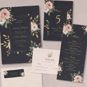 Elegant Blush Pink Roses Wedding RSVP Card  Kaartje