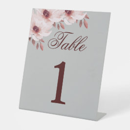 Elegant Blush Pink Rust Waterverf Floral Table Nu Reclamebord Met Voetstuk