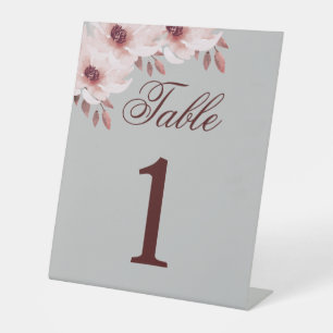 Elegant Blush Pink Rust Waterverf Floral Table Nu Reclamebord Met Voetstuk