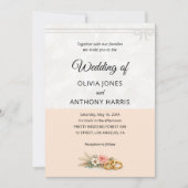 Elegant Blush Pink Rustic Floral Romantic Wedding  Kaart (Voorkant)