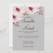 Elegant Blush Pink Rusty laat Waterverf Floral ach Kaart (Voorkant)