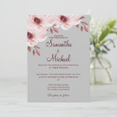 Elegant Blush Pink Rusty laat Waterverf Floral ach Kaart (Staand voorkant)