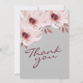 Elegant Blush Pink Rusty Waterverf Floral foto Bedankkaart (Voorkant)