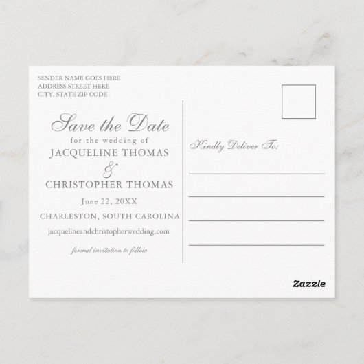 Elegant Blush Pink Sage Floral Foto Save the Date Briefkaart (Achterkant)