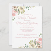 Elegant Blush Pink Sage Floral Girl Baby shower Kaart (Voorkant)