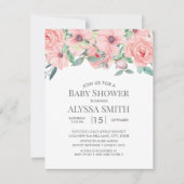 Elegant Blush Pink Sage Green Floral Baby shower Kaart (Voorkant)