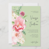 Elegant Blush Pink Sage Green Floral Kaart (Voorkant)