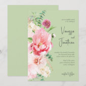 Elegant Blush Pink Sage Green Floral Kaart (Voorkant / Achterkant)