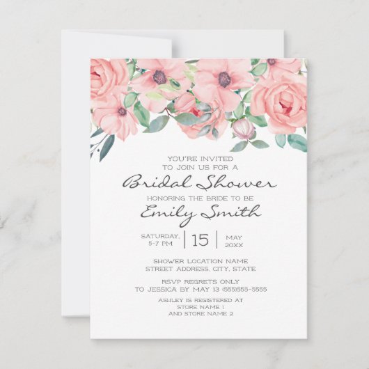 Elegant Blush Pink Sage Green Floral Vrijgezellenf Kaart (Voorkant)