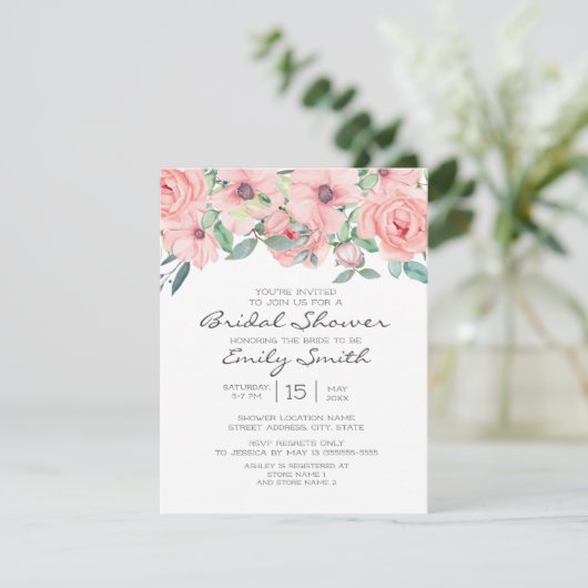 Elegant Blush Pink Sage Green Floral Vrijgezellenf Kaart (Staand voorkant)