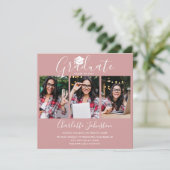 Elegant Blush Pink Script 4 Fotogradatie Partij Kaart (Staand voorkant)