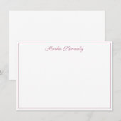 Elegant Blush Pink Script Border Notitiekaartje (Voorkant / Achterkant)
