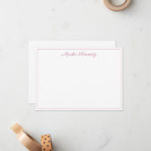 Elegant Blush Pink Script Border Notitiekaartje (Voorkant / Achterkant in situ)