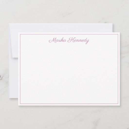 Elegant Blush Pink Script Border Notitiekaartje (Voorkant)