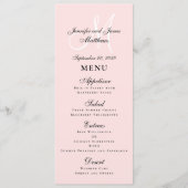 Elegant Blush Pink Script Monogram Weddenschap Menu (Voorkant)