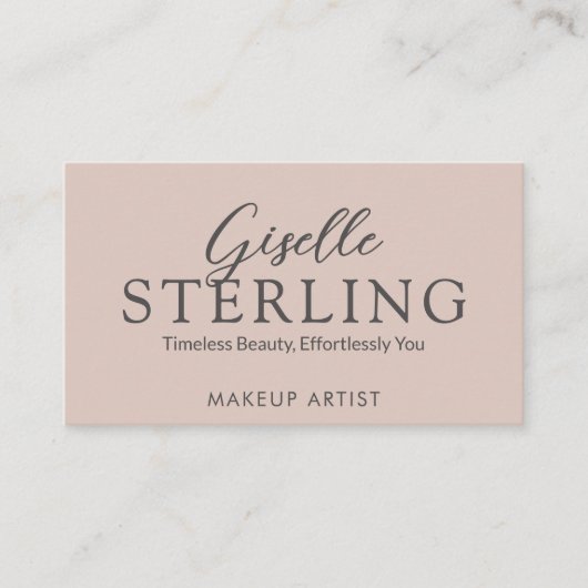 Elegant Blush Pink Script QR-code Visitekaartje (Voorkant)