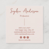 Elegant Blush Pink Script with Bow        Vierkante Visitekaartje (Achterkant)