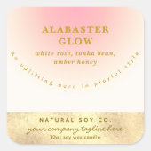 Elegant Blush Pink Shiny Gold Ombre Candle Label (Voorkant)
