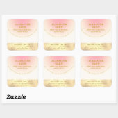 Elegant Blush Pink Shiny Gold Ombre Candle Label (Vel)