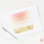 Elegant Blush Pink Shiny Gold Ombre Candle Label (Envelop)