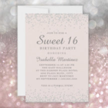 Elegant Blush Pink Silver Glitter Sweet 16