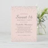 Elegant Blush Pink Silver Glitter Sweet 16 Kaart (Staand voorkant)