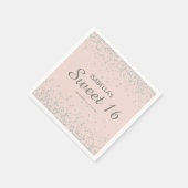 Elegant Blush Pink Silver Glitter Sweet 16 Name Servet (Hoek)
