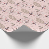 Elegant Blush Pink Silver Name Leeftijd Tekst Ball Cadeaupapier (Hoek)