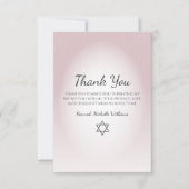 Elegant Blush Pink Simple Bat Mitzvah  Bedankkaart (Voorkant)