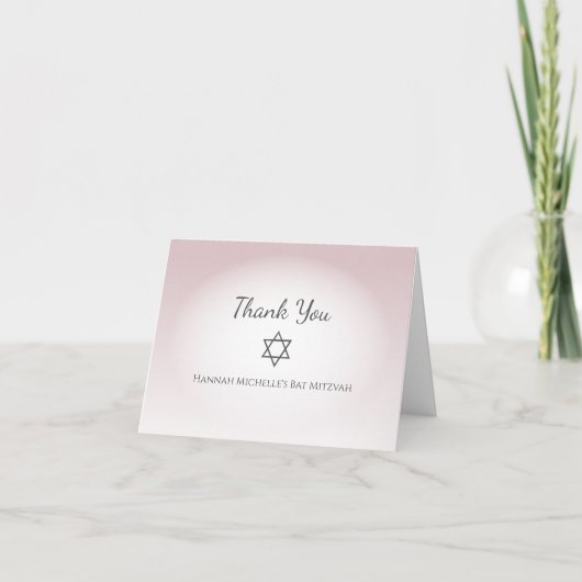 Elegant Blush Pink Simple Feminine Bat Mitzvah Bedankkaart (Voorkant)