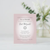 Elegant Blush Pink Simple Feminine Bat Mitzvah  Uitnodiging Briefkaart (Staand voorkant)
