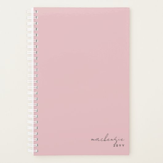 Elegant Blush Pink Simple Minimalist aan maat Planner (Voorkant)