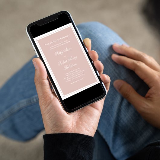 Elegant Blush Pink Simple Script Wedding Kaart