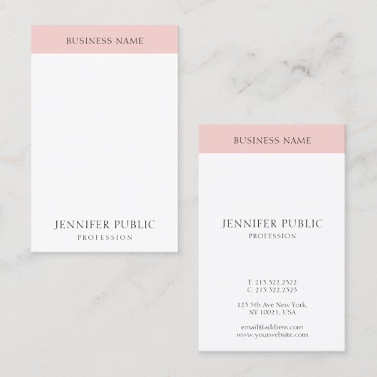 Elegant Blush Pink Simple Sjabloon Trendy Modern Visitekaartje (Voorkant / Achterkant)