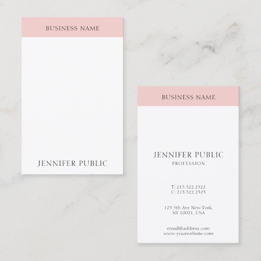 Elegant Blush Pink Simple Trendy Moderne Sjabloon Visitekaartje (Voorkant / Achterkant)