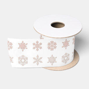 Elegant Blush Pink Snowflakes gepatterd wit Satijnen Lint