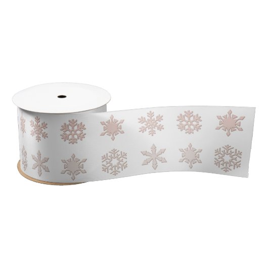 Elegant Blush Pink Snowflakes gepatterd wit Satijnen Lint (Spoel)