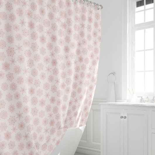 Elegant Blush Pink Snowflakes kerstFeestdagen Douchegordijn