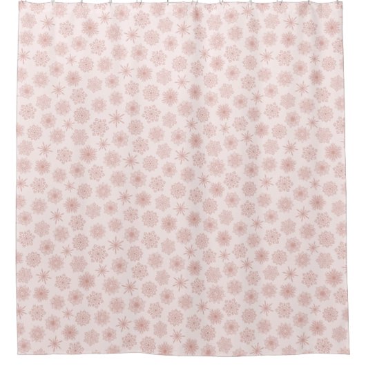 Elegant Blush Pink Snowflakes kerstFeestdagen Douchegordijn (Voorkant)