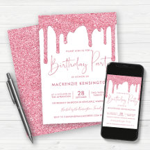 Elegant Blush Pink Sparkle Glitter Drift Birthday