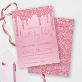 Elegant Blush Pink Sparkle Glitter Drift Birthday Kaart