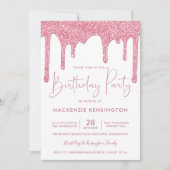 Elegant Blush Pink Sparkle Glitter Drift Birthday Kaart (Voorkant)