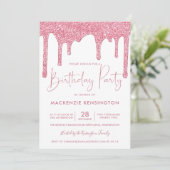 Elegant Blush Pink Sparkle Glitter Drift Birthday Kaart (Staand voorkant)