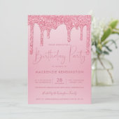 Elegant Blush Pink Sparkle Glitter Drift Birthday Kaart (Staand voorkant)