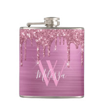 Elegant Blush Pink Sparkle Glitter Drift Monogram