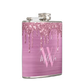 Elegant Blush Pink Sparkle Glitter Drift Monogram Heupfles (Rechts)