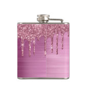 Elegant Blush Pink Sparkle Glitter Drift Monogram Heupfles (Achterkant)