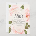 Elegant Blush Pink Springtime Floral 18th Birthday Kaart<br><div class="desc">Mooie zachte,  lichtroze waterverf met groene bladeren 18e verjaardag uitnodiging voor meisjes. Ideaal voor de lente of de zomerverjaardag.</div>